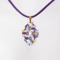Pendant 45cm - Shea Rhombus S-Purple Suedine - Pendant 45cm - Laiton bronze